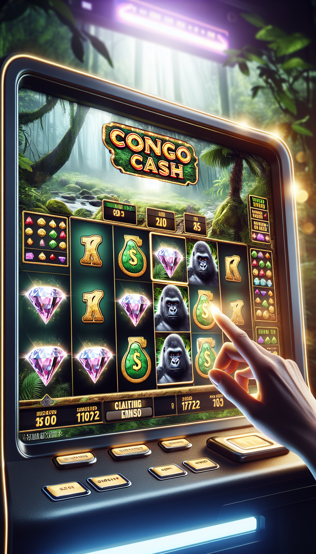 Ajustando apuesta en la tragamonedas Congo Cash digital